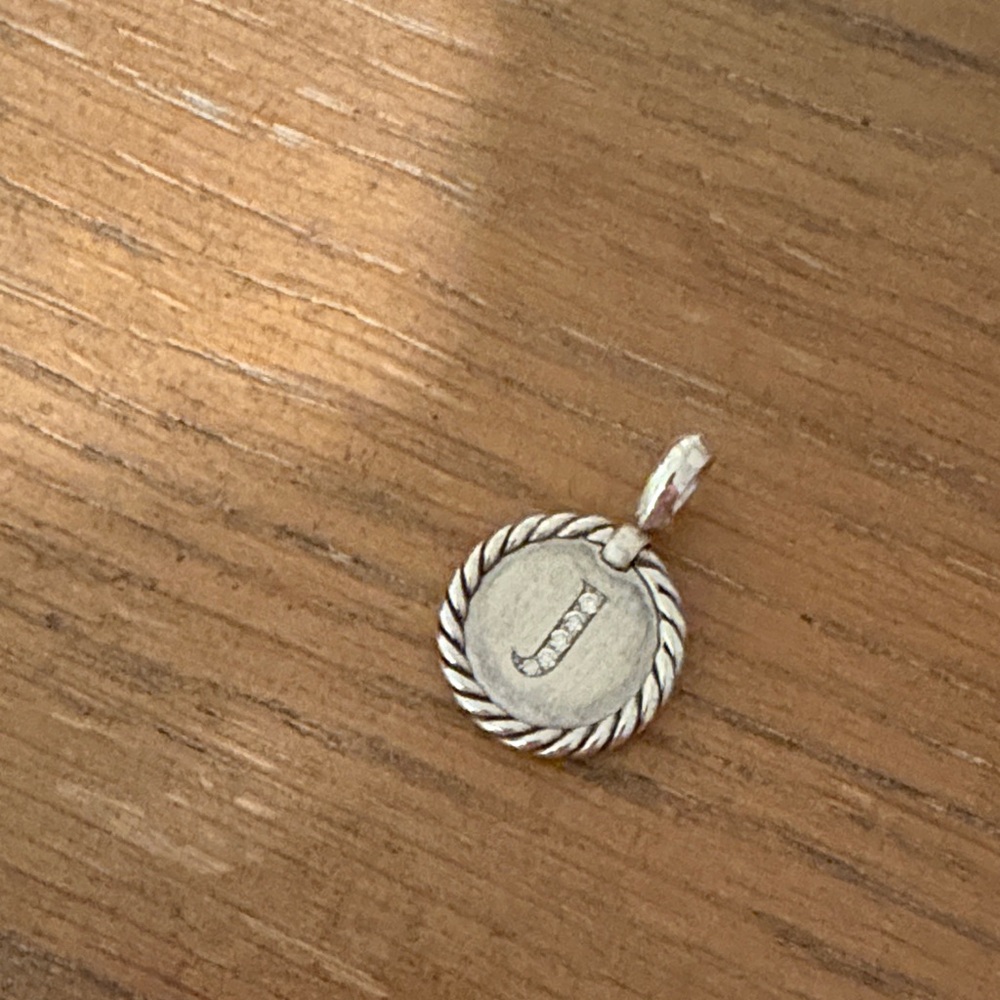David Yurman Silver Rope Initial Charm J
